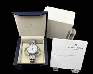 Maurice LaCroix Men's Stainless Steel Classiques Chronograph Watch with Paperwork & Box