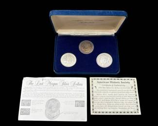 Estate Lot of 3-1921 Morgan Silver Dollars with COA Mints: Philadelphia, San Francisco & Denver