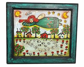 American Folk Art on Board "Rejoice" by Pennsylvania Artist Bonnie Grilli