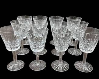Estate Lot of 12 Vintage Waterford Lismore Pattern White Wine Goblets