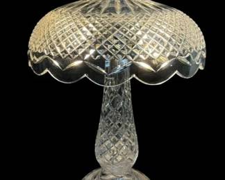 Vintage Waterford Crystal Mushroom Table Lamp, Lattice & Diamond Pattern
