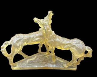 1970s Alva Museum Replica of 2 Horses in Lucite - Signed S. Djalazov