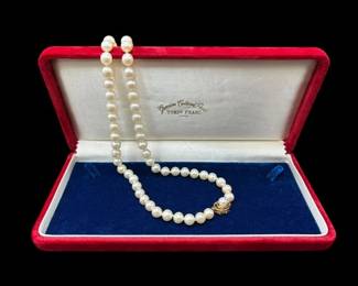 27" Cultured Tokyo Pearl Ginza Strand Necklace with 14k Gold & Pearl Clasp w/Box