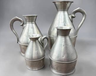 Estate Lot of 4 Early Austen & Son Cork Pewter Haystack Jugs Ireland