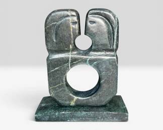 1997 David Breeden Signed Abstract Couple Marble Stone Sculpture 5716