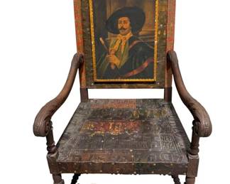 Signed Jon Bok American Folk Art Mixed Media Armchair