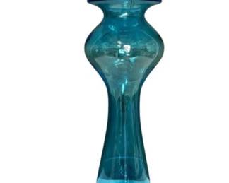 1960's MCM Blenko Hand Blown Blue Vase 18.75" Tall