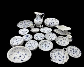 Blue Onion - Blue Fluted Pattern China 34 Various Pieces- Royal Copenhagen Porcelain Denmark