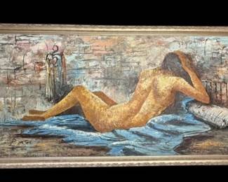 Large Figural Nude Female Modern Oil on Canvas by Edward "Barton"