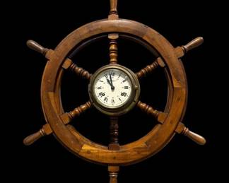 Wempe Chronometerwerke Hamburg Germany 24" Ships Wheel Clock