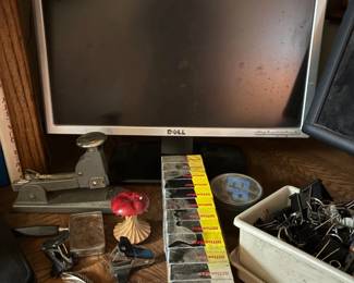 Computer monitor and office supplies