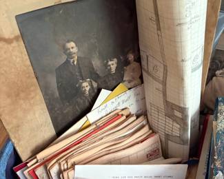 Antique portraits and newspapers