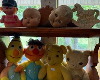 Vintage Bert and Ernie plush and doll heads