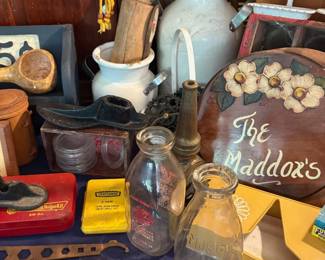 Vintage bottles and signs