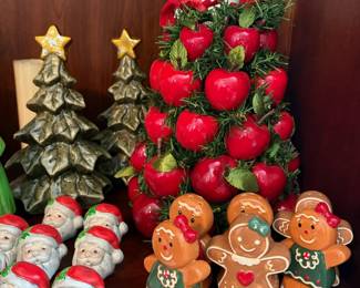 Christmas apple topiary and gingerbread decor