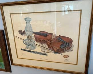 Framed violin still life print