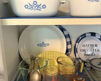 Corningware cornflower bakeware and measuring cups