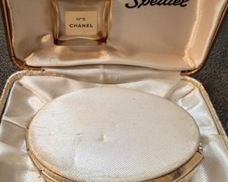 Chanel No. 5 perfume and Speidel jewelry case
