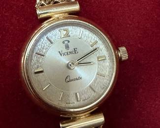 Vicence Italy 14k Gold Quartz Watch