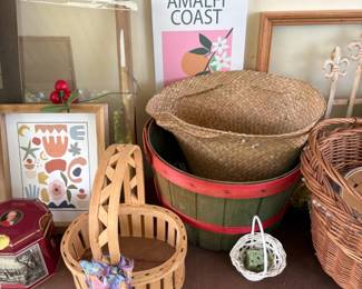 Baskets and travel posters