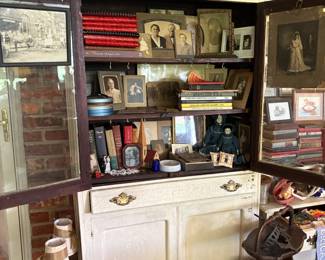 Antique photographs and desk display