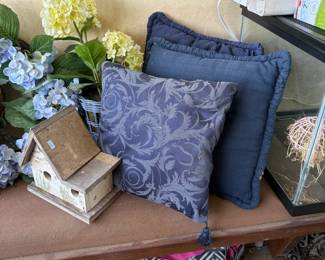 Birdhouses and outdoor pillows