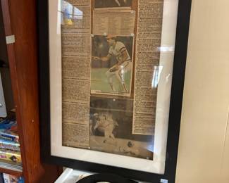 Framed vintage sports pages