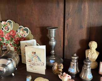 Vintage valentines and candlesticks