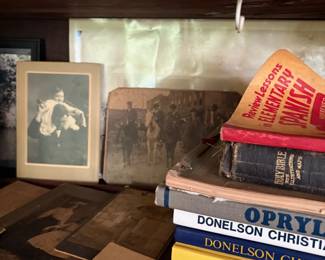 Antique photographs and books