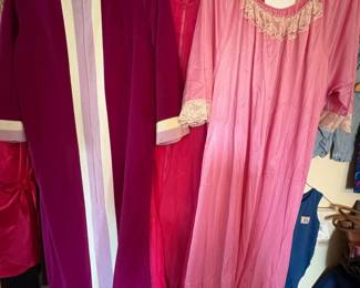 Vintage velvet robe and pink nightgowns