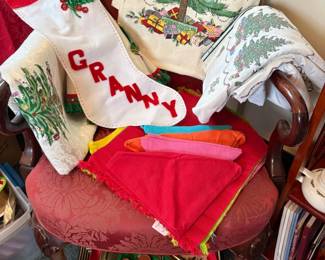 Christmas stockings and linens