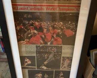 Framed Cardinals World Series newspaper