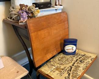 Singer sewing machine and vintage school desk