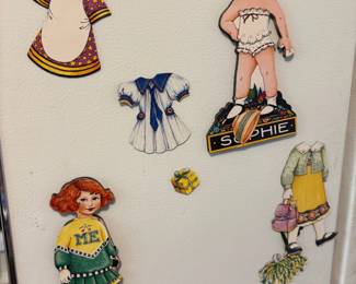Vintage paper dolls and magnets