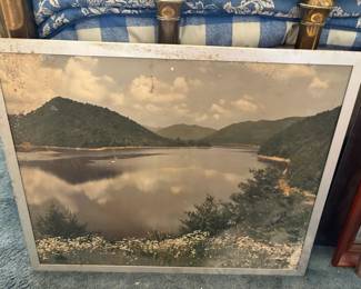 Framed mountain lake print