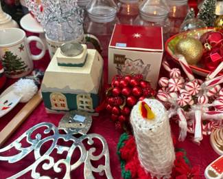 Christmas ornaments and candle decor