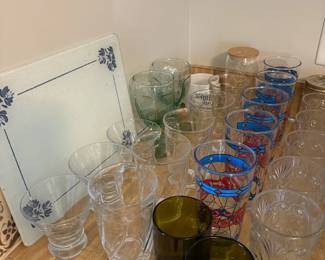 Assorted drinking glasses and barware