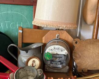 Vintage kitchen scale and chalkboard