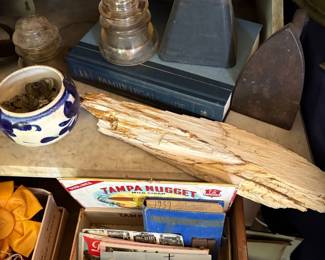 Sad irons and cigar boxes