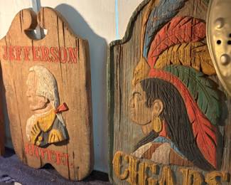 Carved cigar store signs