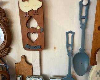 Wooden cutting boards and kitchen decor