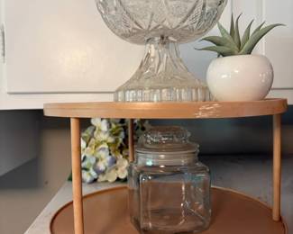 Glass cake stand and canister