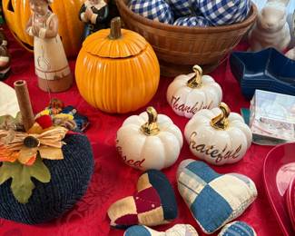Ceramic pumpkins and fall decor