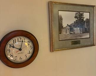 Wall clock and framed print