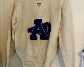 Vintage letterman sweater with chenille letter