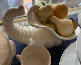 Ceramic cornucopia centerpiece