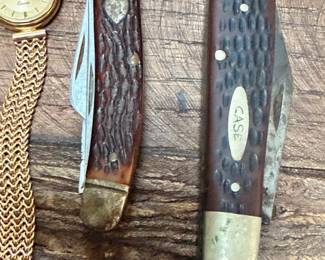 Vintage bone handle pocket knives