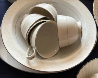 White china cups and saucers