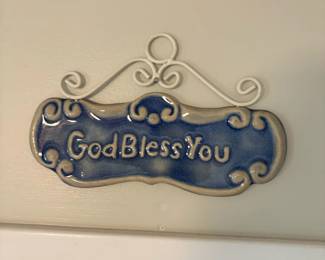 Ceramic God Bless You plaque