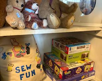 Teddy bears, puzzles, and kids' crafts